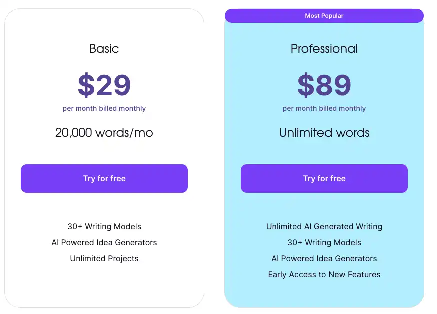 Monthly Pricing Options